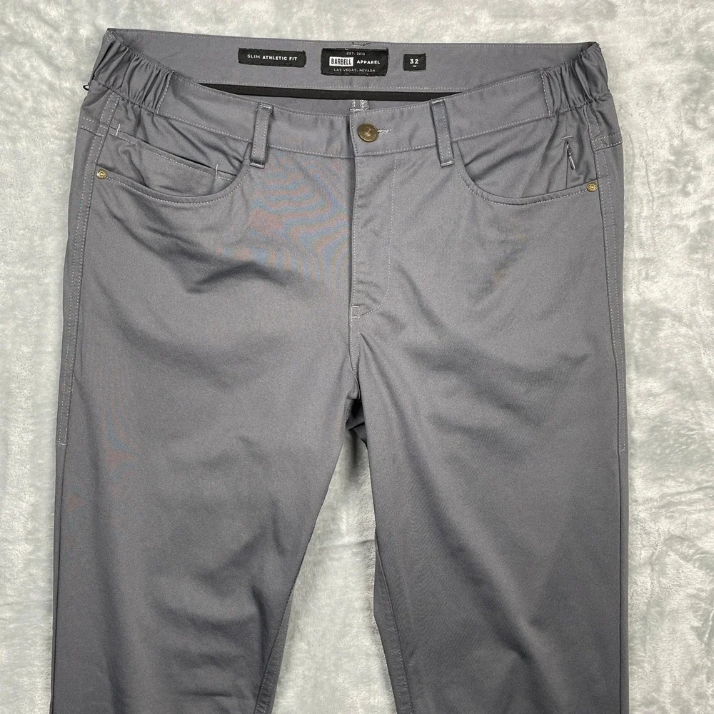 Barbell Apparel Slim Athletic Fit Pants Mens Grey Performance Chino Commuter 32